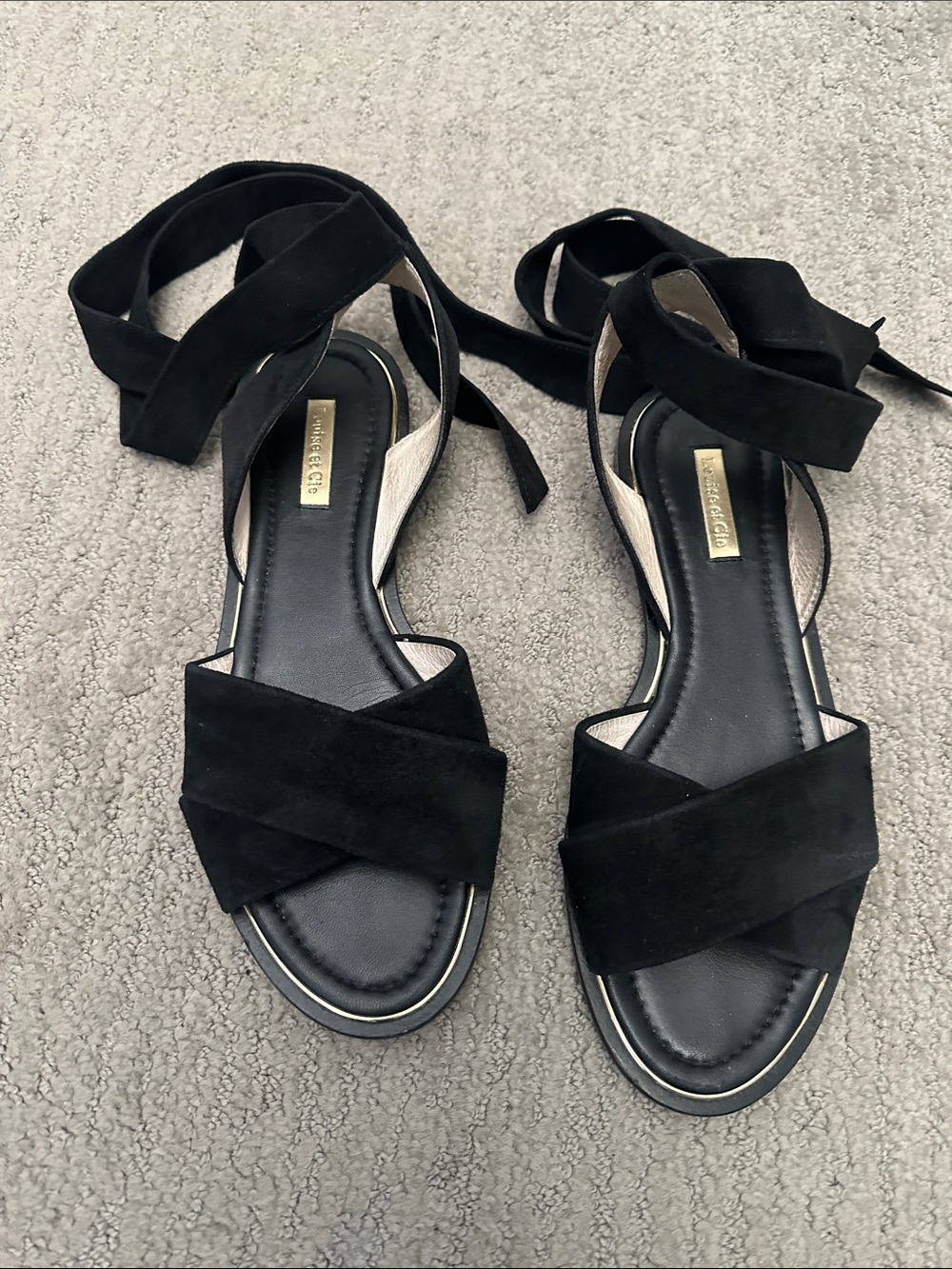 Louise et Cie Black Suede Wrap Sandals